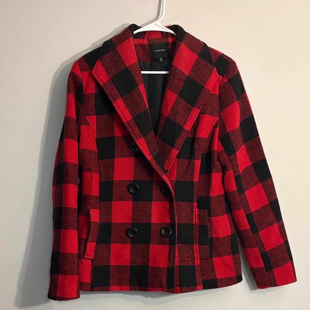 Buffalo Plaid Double-Breasted Jacket by Rampage size XL